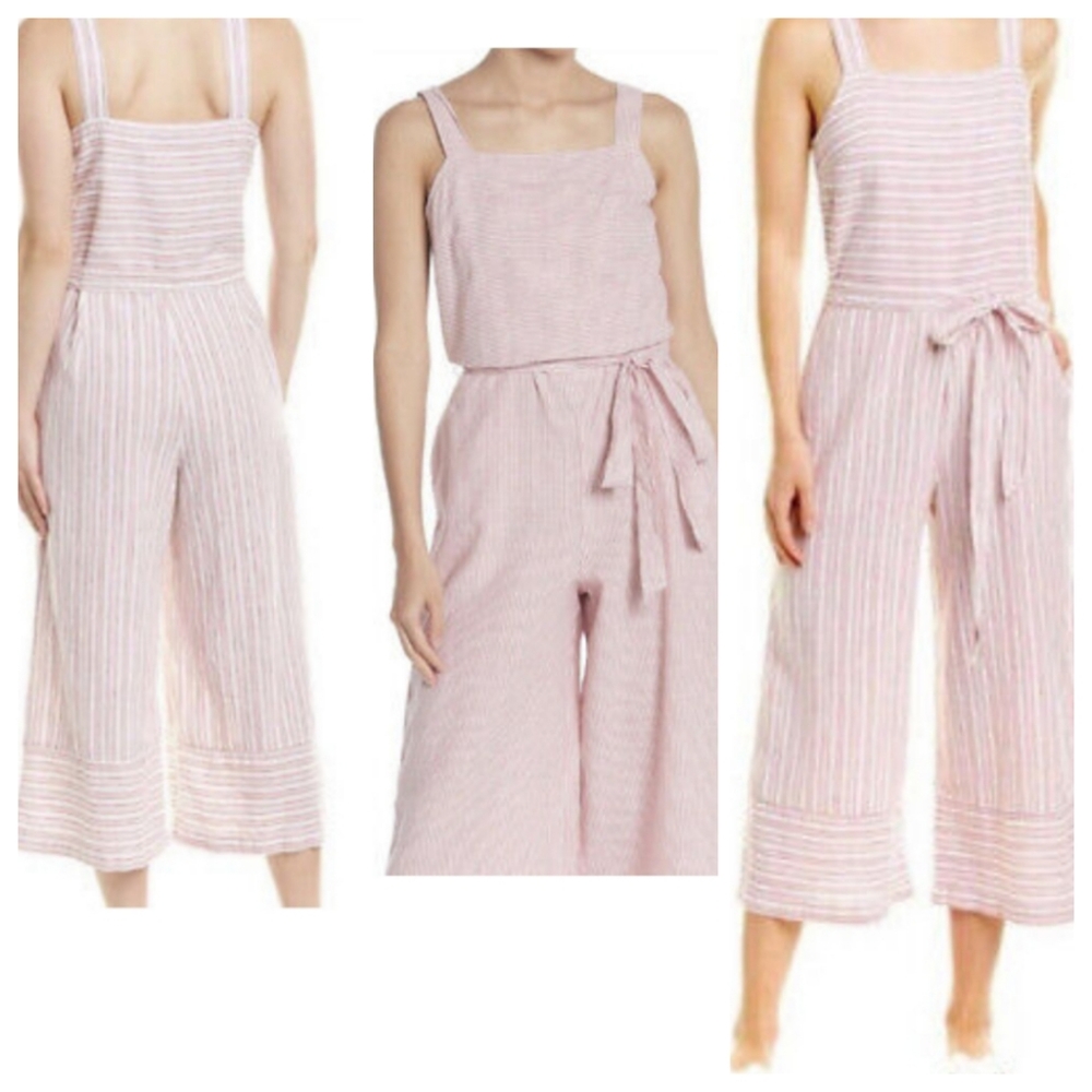 Beachlunchlounge Talia striped jumpsuit sz xl